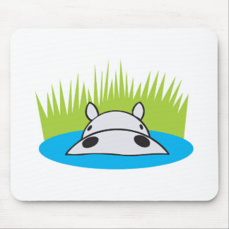 hippo hiding in water mouse pad