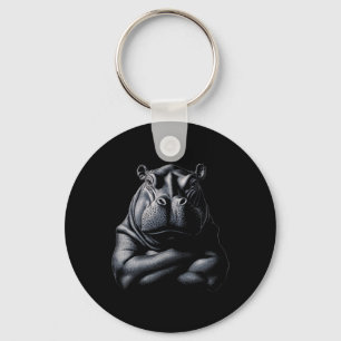 Hippo Hippopotamus Animal Muscle Bodybuilding Gym Keychain