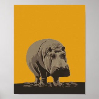 Hippo - Hippopotamus illustration Poster