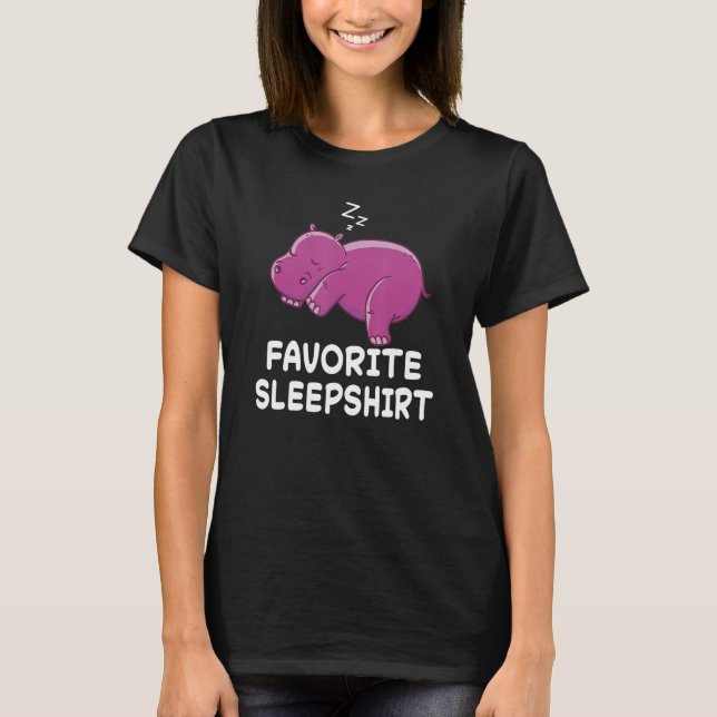 Hippo Hippos Nap Sleeping Sleep Pajama Pajamas Nig T-Shirt (Front)