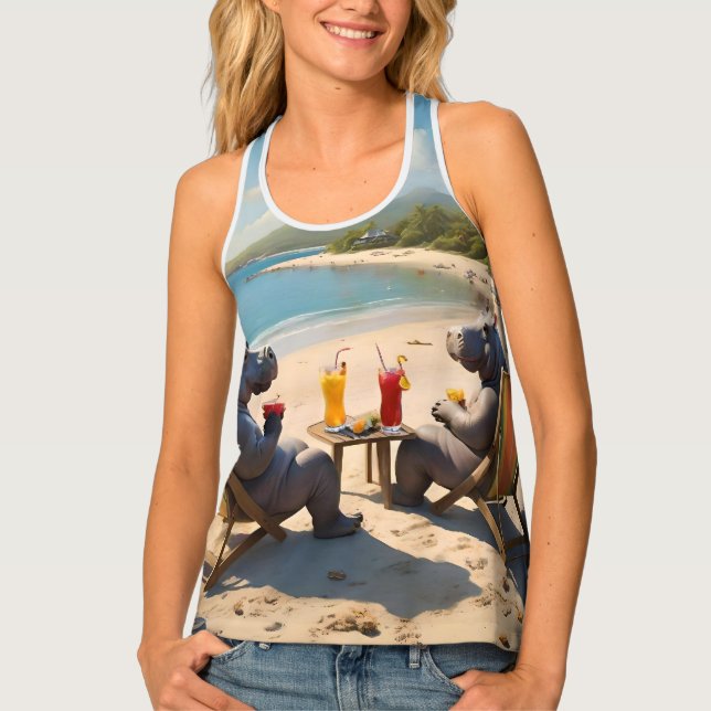 Hippo Hour: Beachside Cocktails and Good Times, Tank Top (Front)