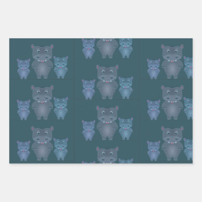 Hippo Hub Wrapping Paper Sheets (Front)