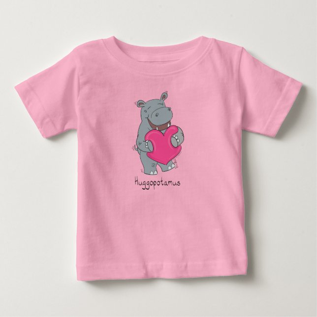 Hippo Hugs Cute Kids Hippopotamus Baby T-Shirt (Front)