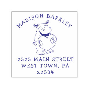 Hippo Hugs Cute Kids Self-inking Stamp