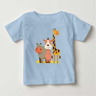 Hippo Hugs & Giraffe Giggles Adorable Safari Baby Baby T-Shirt