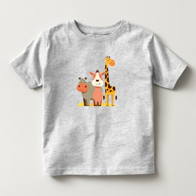 Hippo Hugs & Giraffe Giggles  Adorable Safari Baby Toddler T-shirt (Front)