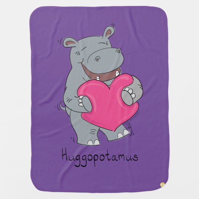 Hippo Hugs Valentine’s Day Baby Blanket (Front)