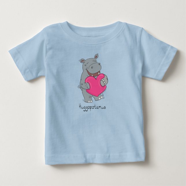 Hippo Hugs Valentine’s Day Baby T-shirt (Front)