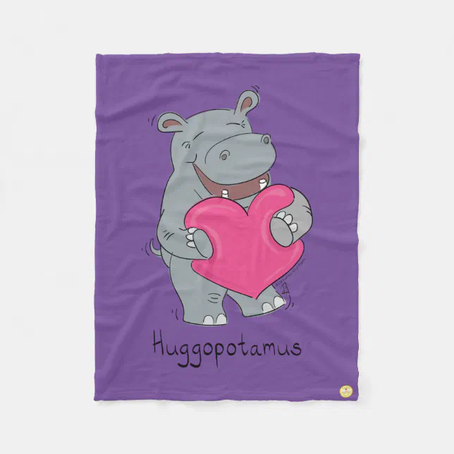 Hippo Hugs Valentine’s Day Fleece Blanket Zazzle