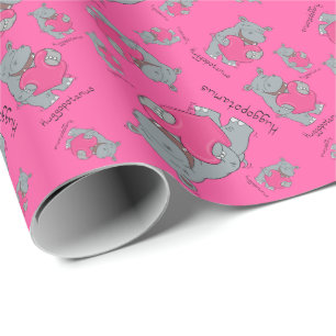 Hippo Hugs Valentine’s Day Wrapping Paper