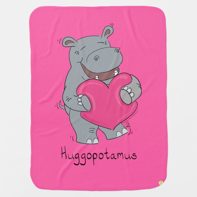 Hippo Hugs Valentine's Day Baby Blanket (Front)