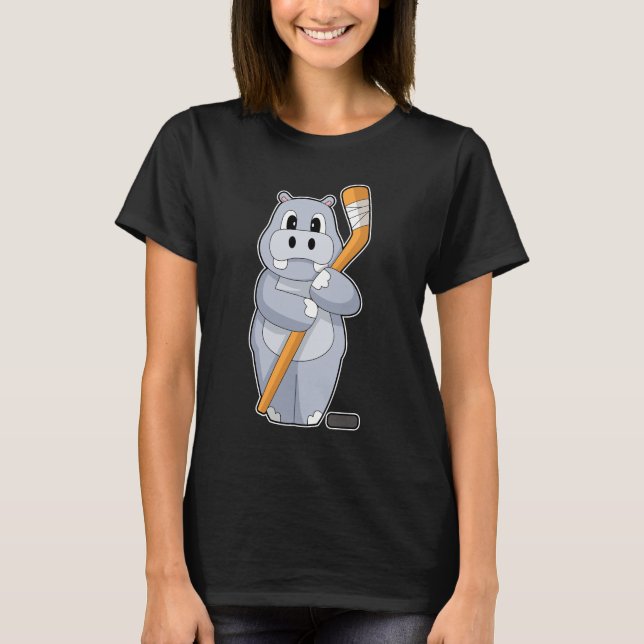 Hippo Ice hockey Ice hockey stick T-Shirt (Front)