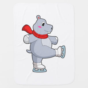Hippo Ice skating Ice skates Baby Blanket