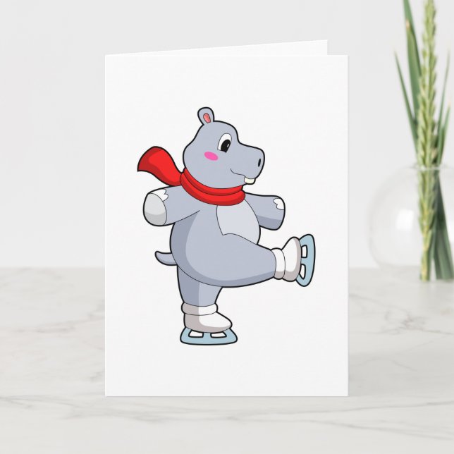 Hippo Ice skating Ice skates Card (Front)