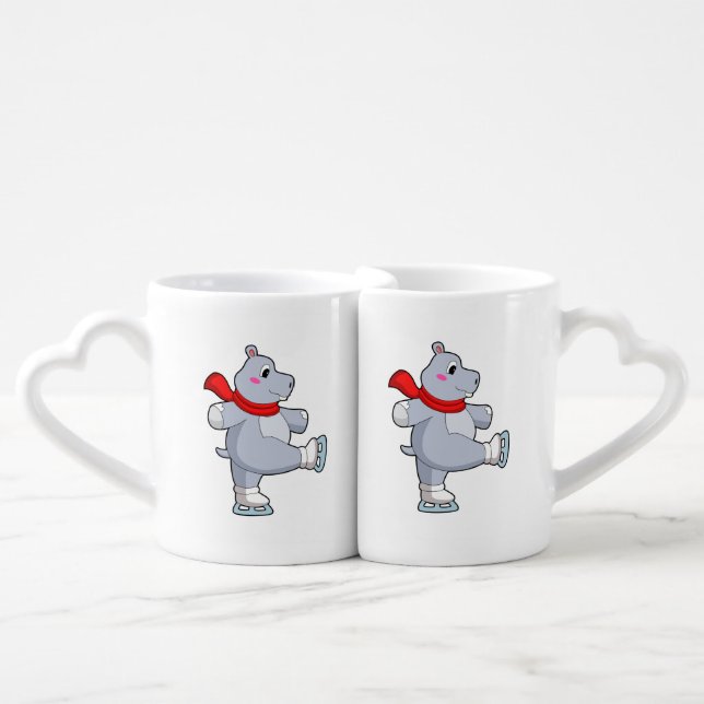 Hippo Ice skating Ice skates Coffee Mug Set (Front Nesting)