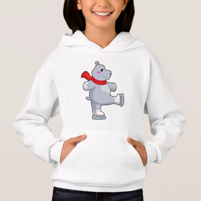 Hippo Ice skating Ice skates Hoodie (Front)