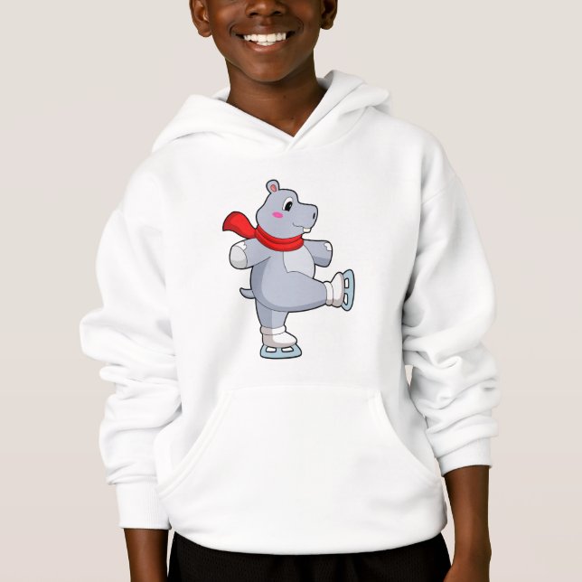 Hippo Ice skating Ice skates Hoodie (Front)