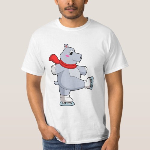 Hippo Ice skating Ice skates T_Shirt