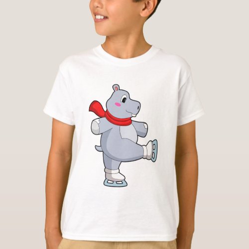 Hippo Ice skating Ice skates T_Shirt