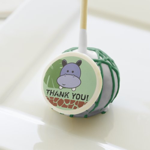 Hippo Illustration Thank You safari party Cake Pops