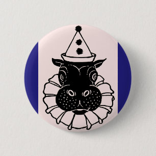hippo in a party hat button