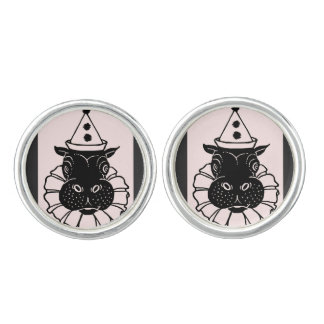 hippo in a party hat cufflinks