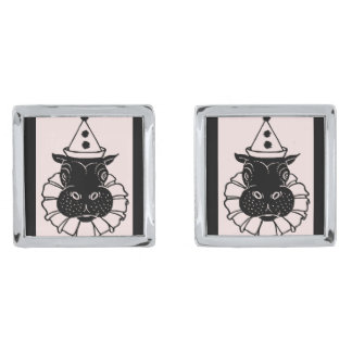 hippo in a party hat cufflinks