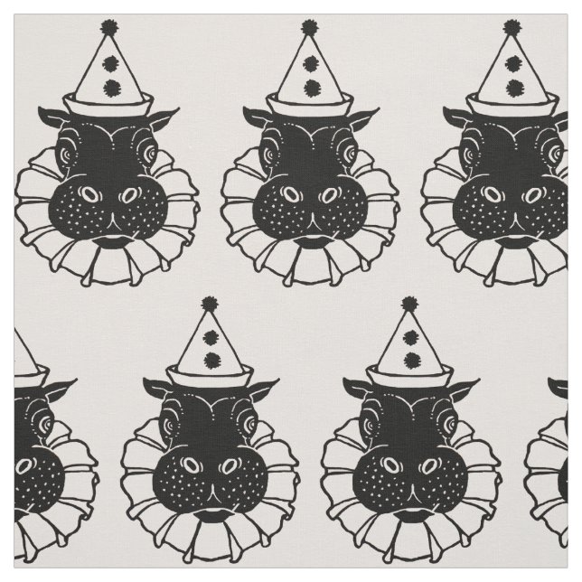 hippo in a party hat fabric (Swatch)