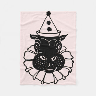 hippo in a party hat fleece blanket