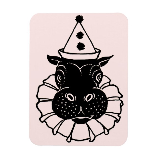 hippo in a party hat magnet (Vertical)