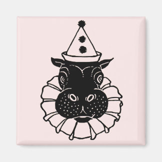 hippo in a party hat magnet