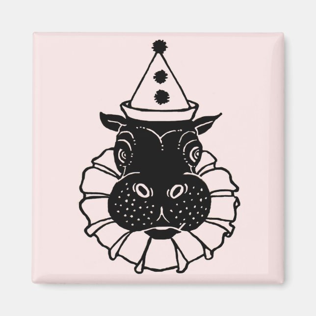 hippo in a party hat magnet (Front)