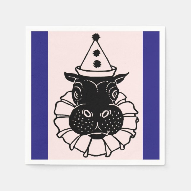 hippo in a party hat napkins (Front)