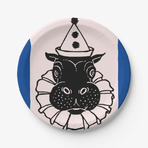hippo in a party hat paper plates