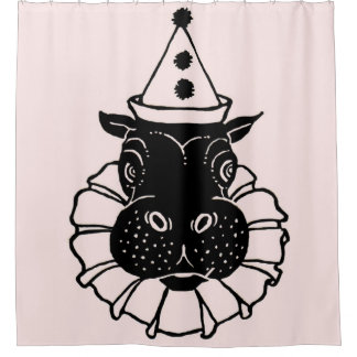 hippo in a party hat shower curtain