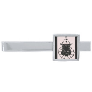 hippo in a party hat silver finish tie bar