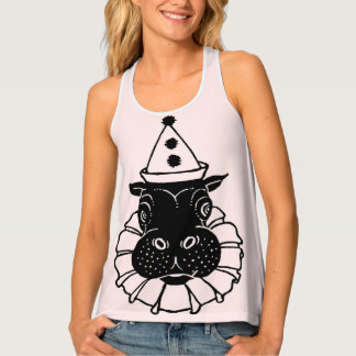 hippo in a party hat tank top