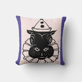 hippo in a party hat throw pillow