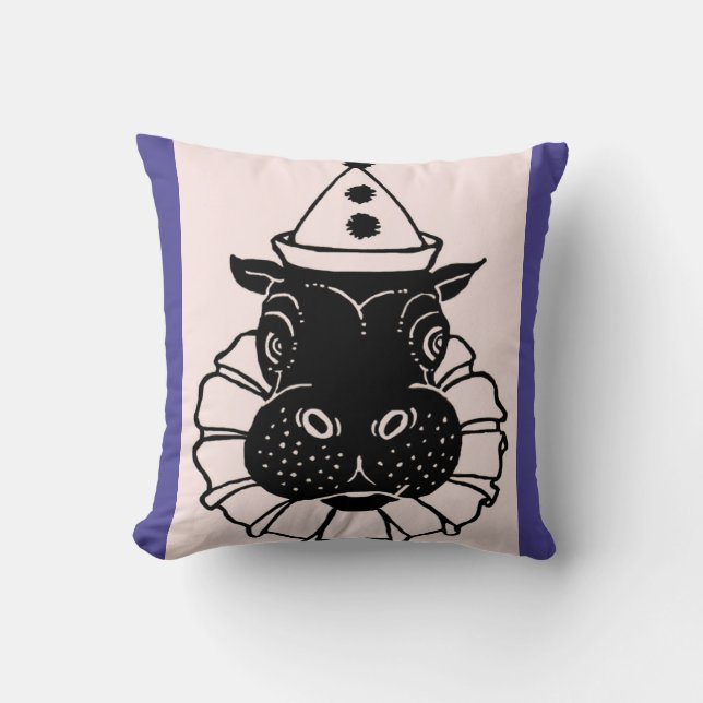 hippo in a party hat throw pillow (Front)