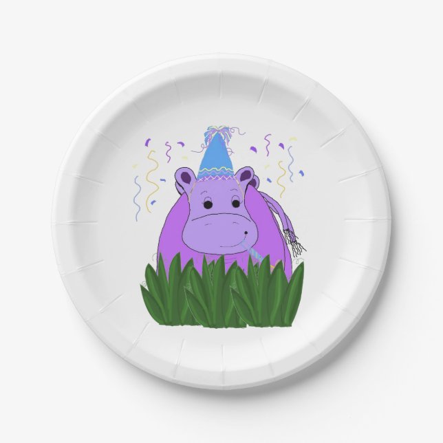 Hippo in the Grass Paper Plates (Front)