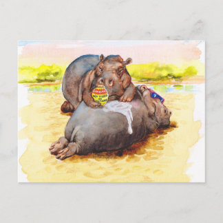 Hippo in the sun postcard