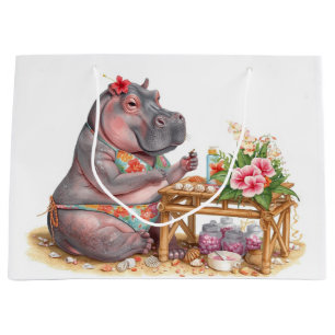 Hippo is doing manicure by the beach  large gift bag