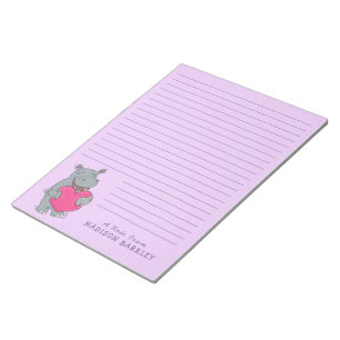 Hippo Kid Cute Valentine's Day Stationary Notepad