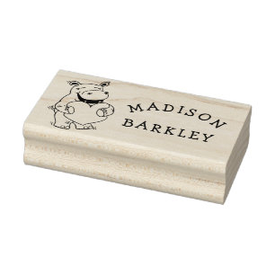 Hippo Kid's Cute Valentine's Day Name Rubber Stamp