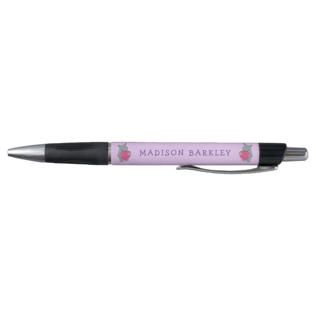 Hippo Kid's Cute Valentine's Day Pens with Name (Bottom)