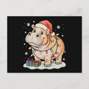Hippo Lover Christmas Lights Xmas Holiday Season Postcard