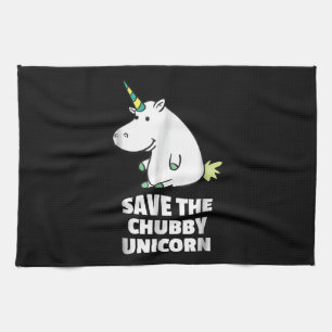 Hippo Lover Gift  Chubby Unicorn Hippo  Cute Hippo Kitchen Towel