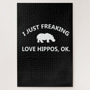 Hippo Lover Gift I Just Freaking Love Hippo Ok Jigsaw Puzzle