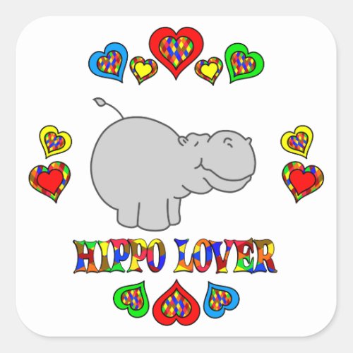 Hippo Lover Square Sticker