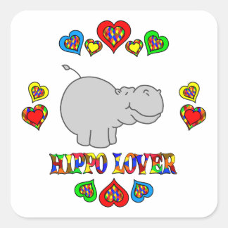 Hippo Lover Square Sticker